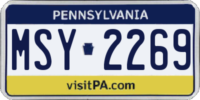 PA license plate MSY2269