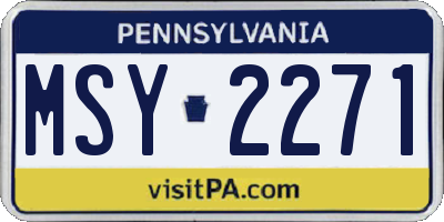 PA license plate MSY2271