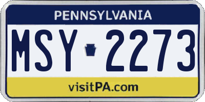 PA license plate MSY2273
