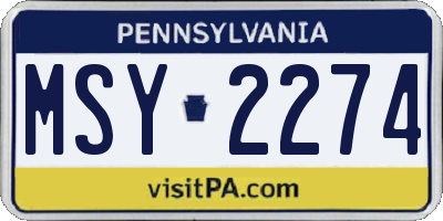 PA license plate MSY2274