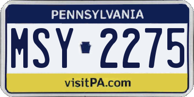 PA license plate MSY2275