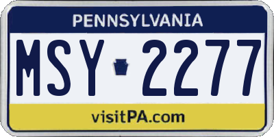 PA license plate MSY2277