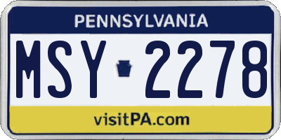 PA license plate MSY2278