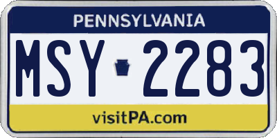 PA license plate MSY2283