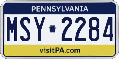 PA license plate MSY2284