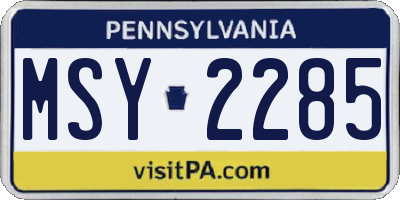 PA license plate MSY2285