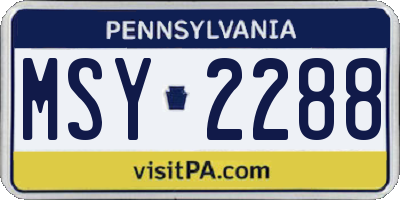 PA license plate MSY2288
