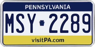 PA license plate MSY2289
