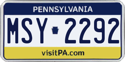 PA license plate MSY2292