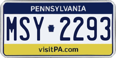 PA license plate MSY2293