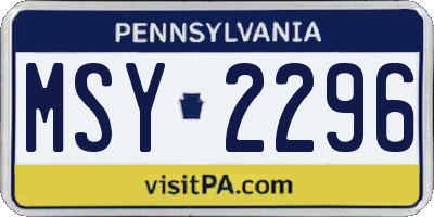 PA license plate MSY2296