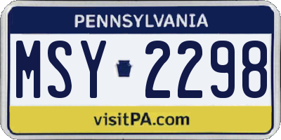 PA license plate MSY2298