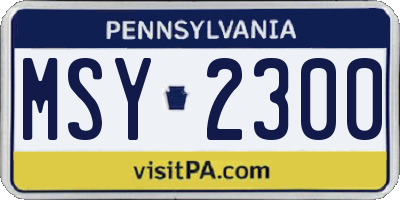 PA license plate MSY2300
