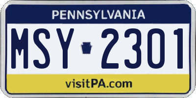 PA license plate MSY2301