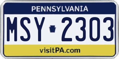 PA license plate MSY2303