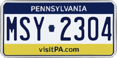 PA license plate MSY2304