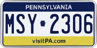 PA license plate MSY2306