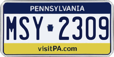 PA license plate MSY2309