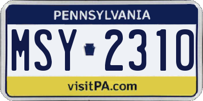 PA license plate MSY2310