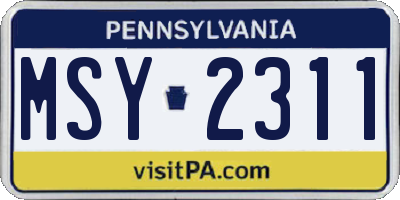 PA license plate MSY2311