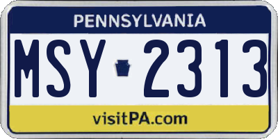 PA license plate MSY2313