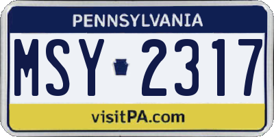 PA license plate MSY2317