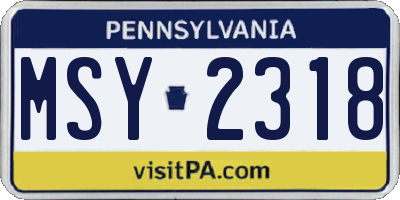 PA license plate MSY2318
