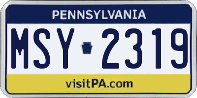 PA license plate MSY2319