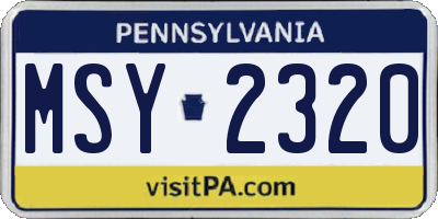 PA license plate MSY2320