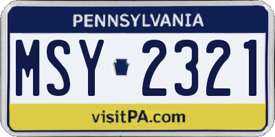 PA license plate MSY2321