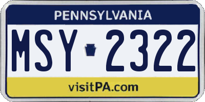 PA license plate MSY2322