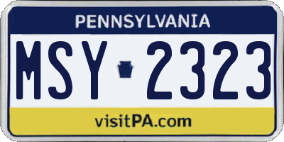 PA license plate MSY2323