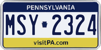 PA license plate MSY2324