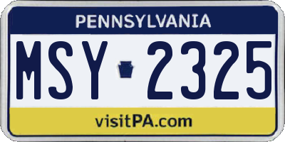 PA license plate MSY2325