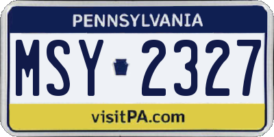 PA license plate MSY2327