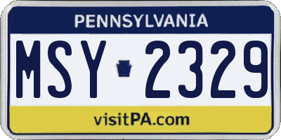 PA license plate MSY2329