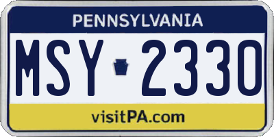PA license plate MSY2330