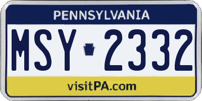 PA license plate MSY2332