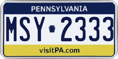 PA license plate MSY2333