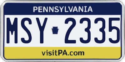 PA license plate MSY2335