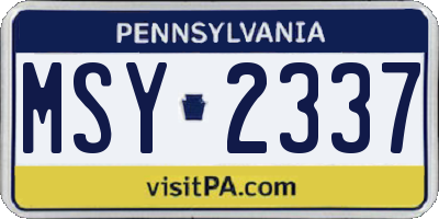 PA license plate MSY2337