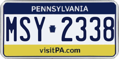 PA license plate MSY2338