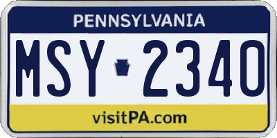 PA license plate MSY2340