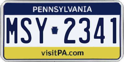 PA license plate MSY2341