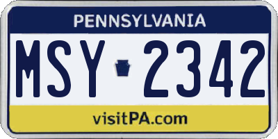 PA license plate MSY2342