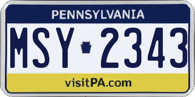 PA license plate MSY2343