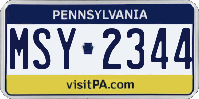 PA license plate MSY2344