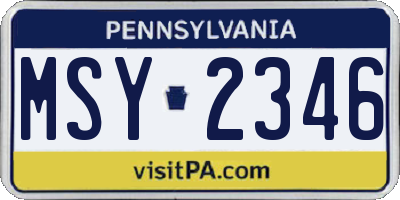 PA license plate MSY2346