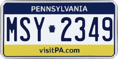 PA license plate MSY2349