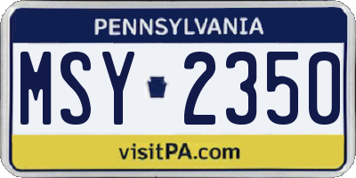 PA license plate MSY2350